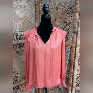 Joie Women's Burnt Orange Satin Feel Blouse_Med